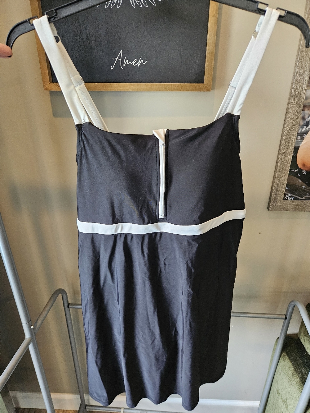 Lands' End Black and White Swim Dress Size XL 18